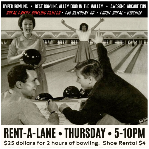 Rent-a-lane thursday from 5PM to 10PM